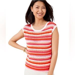 Talbots NWT Crochet Knit Coral Pink Sweater Blouse Top Size 1X